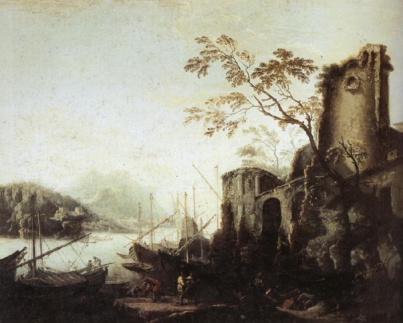 Salvator Rosa Seascape with Towers
